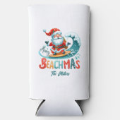 Merry Beachmas Santa Surfing Retro Design Selters Dosenkühler (Vorderseite)