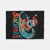 Merry Beachmas Santa Surfing Retro Design T Shirt Fleecedecke (Vorderseite (Horizontal))