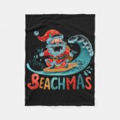 Merry Beachmas Santa Surfing Retro Design T Shirt Fleecedecke (Vorderseite)