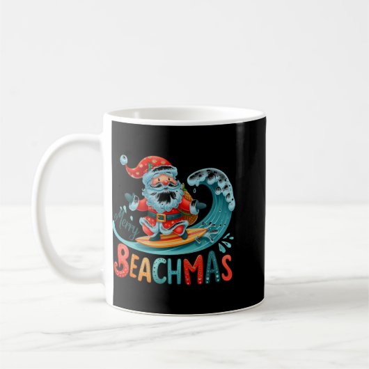 Merry Beachmas Santa Surfing Retro Design T Shirt Kaffeetasse (Links)