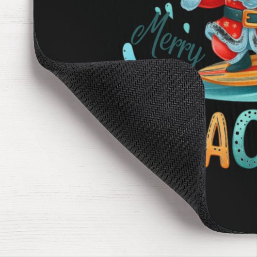 Merry Beachmas Santa Surfing Retro Design T Shirt  Mousepad (Ecke)