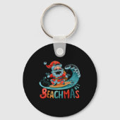 Merry Beachmas Santa Surfing Retro Design T Shirt Schlüsselanhänger (Vorderseite)