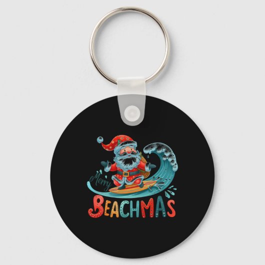 Merry Beachmas Santa Surfing Retro Design T Shirt  Schlüsselanhänger (Vorderseite)