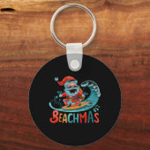 Merry Beachmas Santa Surfing Retro Design T Shirt  Schlüsselanhänger (Vorderseite)