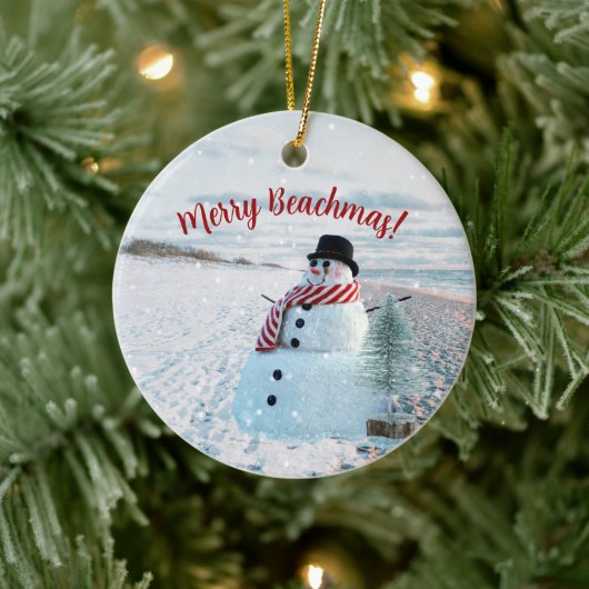 Merry Beachmas Snowy Sandy Snowman - Keramik Ornament (Baum)