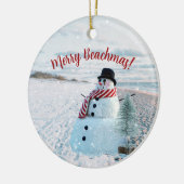 Merry Beachmas Snowy Sandy Snowman - Keramik Ornament (Links)