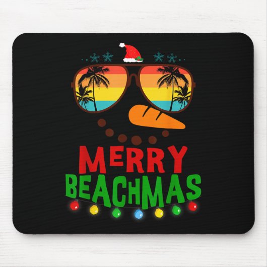 Merry Beachmas Trocal Christmas Hawaii Snowman Bea Mousepad (Vorne)