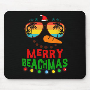 Merry Beachmas Tropical Christmas Hawaii Snowman B Mousepad