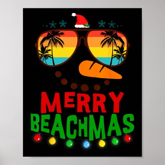 Merry Beachmas Tropical Christmas Hawaii Snowman B Poster (Vorne)