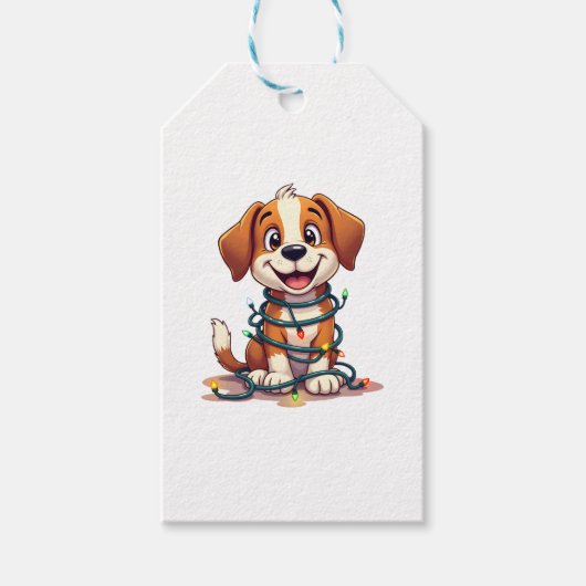 Merry Beagle Lights Geschenkanhänger (Vorderseite)