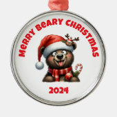 Merry Beary Christmas Ornament Aus Metall (Vorne)