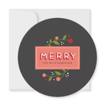 Merry Berries Floral Ornament Holiday Card