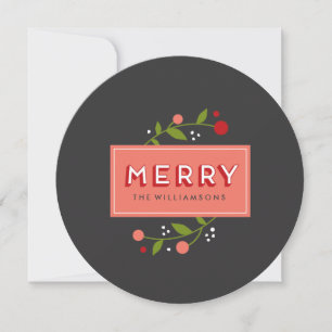 Merry Berries Floral Ornament Holiday Card Feiertagskarte