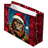 Merry Bigfoot Sasquatch Christmas Große Geschenktüte (Vorderseite Schrägansicht)