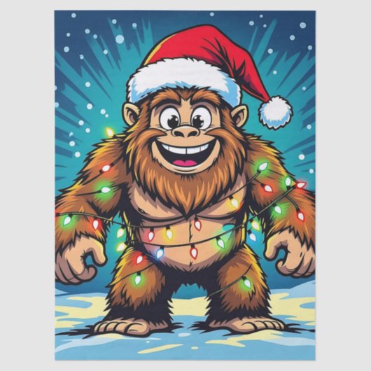 Merry Bigfoot Sasquatch Christmas Seidenpapier (Vorderseite)