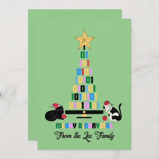 MERRY BINARY CHRISTMAS FEIERTAGSKARTE (Vorne/Hinten)