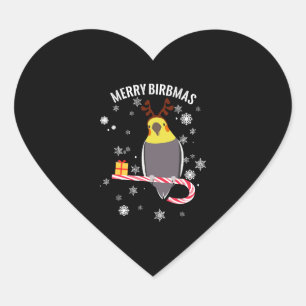 Merry Birbmas Funny Cockatiel Bird Holiday for Chr Herz-Aufkleber