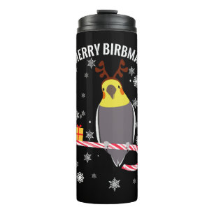 Merry Birbmas Funny Cockatiel Bird Holiday for Chr Thermosbecher
