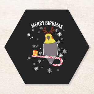 Merry Birbmas Funny Cockatiel Bird Holiday for Chr Untersetzer