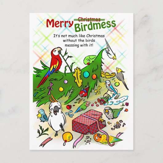 Merry Birdmess Feiertagspostkarte (Vorderseite)