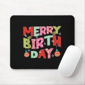 Merry Birthday Merry Christmas Birthday Party Mousepad (Mit Mouse)