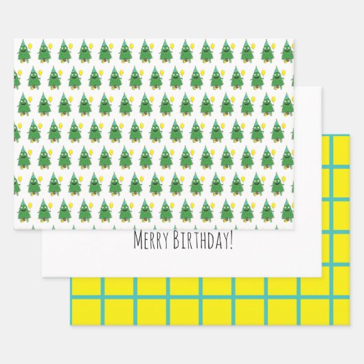 Merry Birthday Wrapping Paper Geschenkpapier Set (Set)