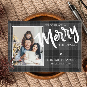 Merry Black Kariert Tartan Foto Frohe Weihnachten