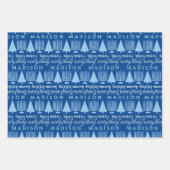 Merry Blue Intertrust Alles Hinzufügen Kinder Name Geschenkpapier Set (Vorderseite)