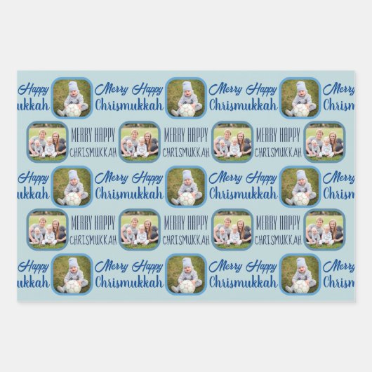 Merry Blue Intertrust Chrismukkah Assortiment Geschenkpapier Set (Vorderseite)