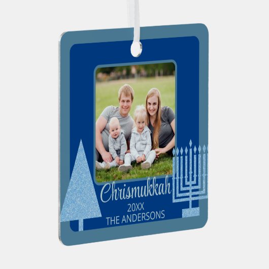 Merry Blue Intertrust Chrismukkah Double Side Ornament Aus Metall (Vorderseite Rechts)