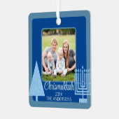 Merry Blue Intertrust Chrismukkah Double Side Ornament Aus Metall (Vorderseite links)