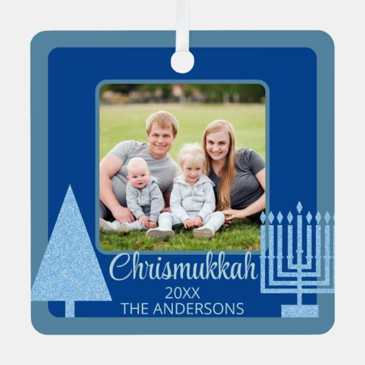 Merry Blue Intertrust Chrismukkah Double Side Ornament Aus Metall (Vorderseite)