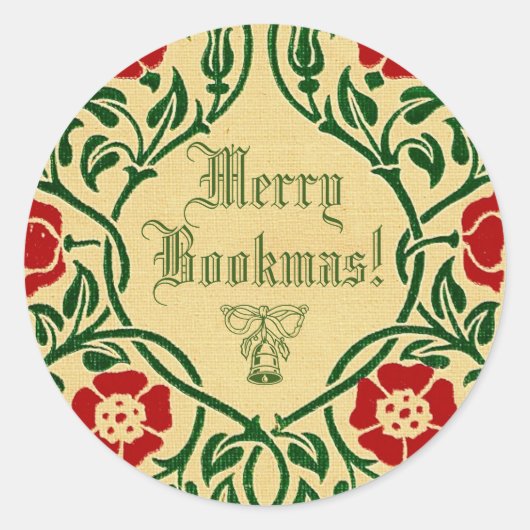 Merry Bookmas (Art Nouveau) Runder Aufkleber (Vorderseite)