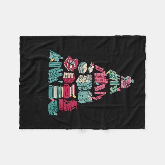 Merry Bookmas Books Ne Tree Funny Reading Lover Ch Fleecedecke (Vorderseite (Horizontal))