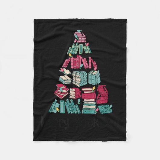 Merry Bookmas Books Ne Tree Funny Reading Lover Ch Fleecedecke (Vorderseite)
