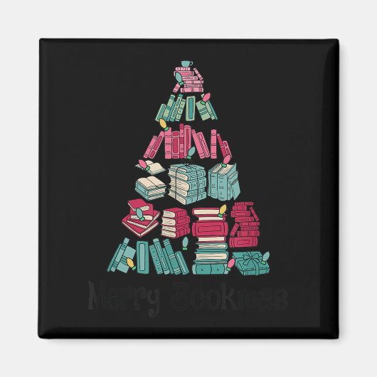 Merry Bookmas Books Ne Tree Funny Reading Lover Ch Magnet (Vorne)