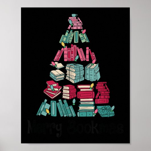 Merry Bookmas Books Ne Tree Funny Reading Lover Ch Poster (Vorne)