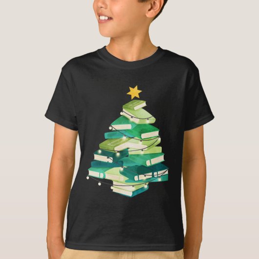 Merry Bookmas Books Pine Tree Fun Reading Lover Ch T-Shirt (Vorderseite)