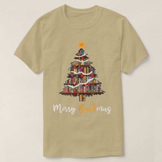 Merry Bookmas Buch Weihnachtsbaum Librarian Funny T-Shirt (Design vorne)