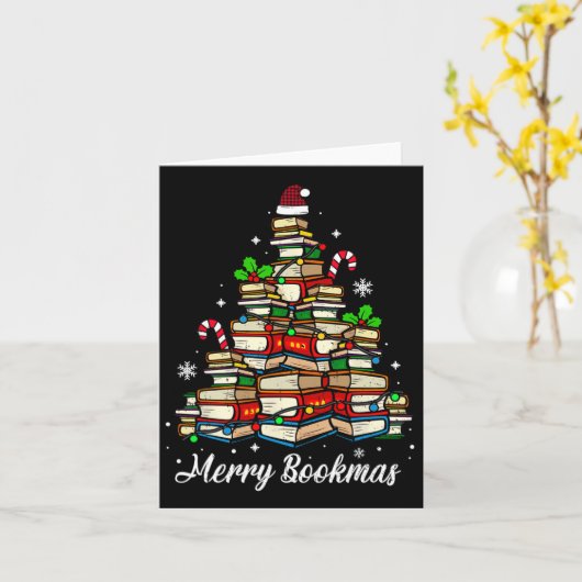 Merry Bookmas Bücher Weihnachtsbaum Buch Lover San Karte (Gelbe Blume)