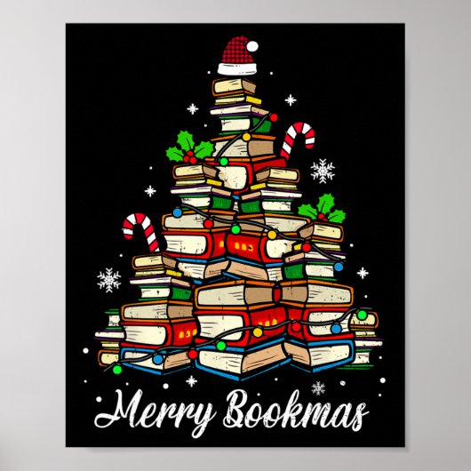 Merry Bookmas Bücher Weihnachtsbaum Buch Lover San Poster (Vorne)