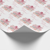 Merry Bookmas Coquette Bow Book Stack Cherry Geschenkpapier (Ecke)