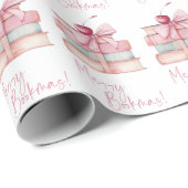 Merry Bookmas Coquette Bow Book Stack Cherry Geschenkpapier (Rolleneckpunkt)