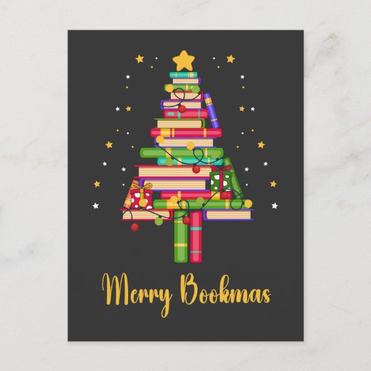 Merry Bookmas Feiertagspostkarte (Vorderseite)