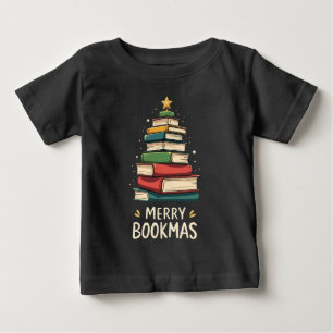 Merry Bookmas - Festlicher Buchstapel für Buchlieb Baby T-shirt