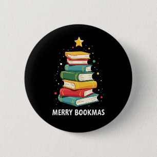 Merry Bookmas - Festlicher Buchstapel für Buchlieb Button