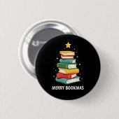 Merry Bookmas - Festlicher Buchstapel für Buchlieb Button (Vorne & Hinten)