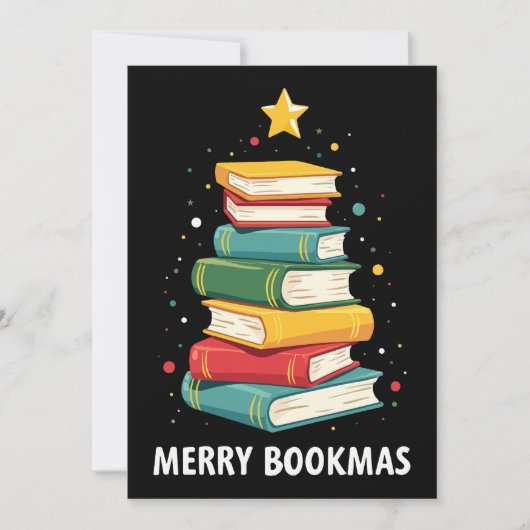 Merry Bookmas - Festlicher Buchstapel für Buchlieb Einladung (Vorderseite)
