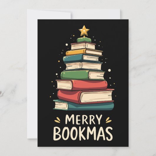 Merry Bookmas - Festlicher Buchstapel für Buchlieb Einladung (Vorderseite)