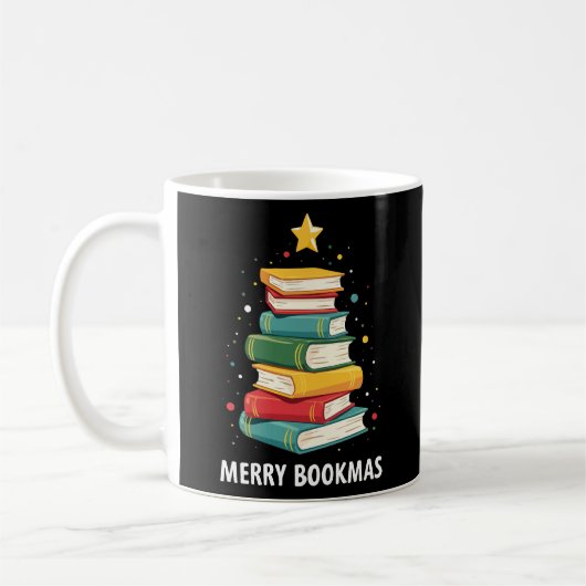 Merry Bookmas - Festlicher Buchstapel für Buchlieb Kaffeetasse (Links)